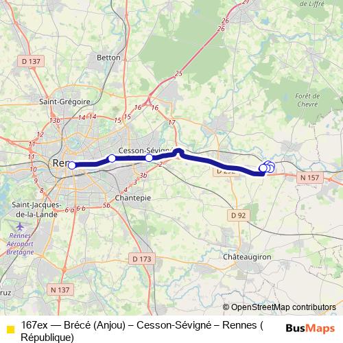 167ex bus Line Map