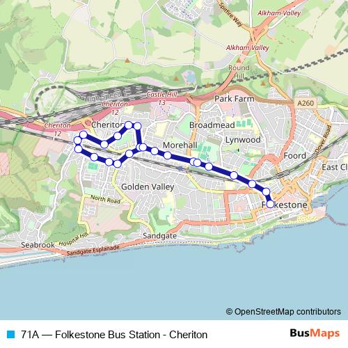 71A bus Line Map