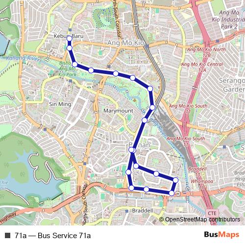 71a bus Line Map