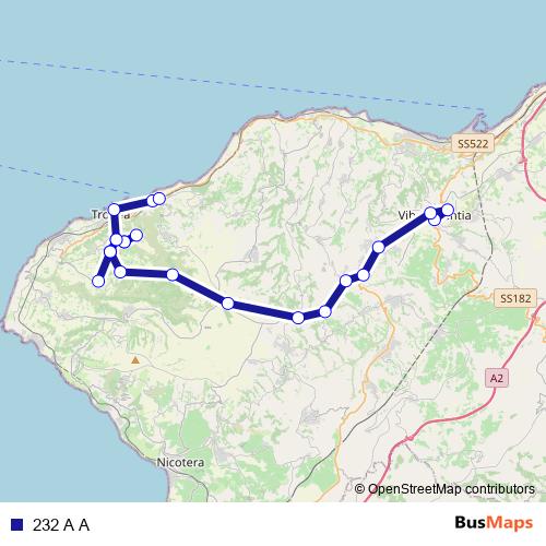 232 A A bus Line Map