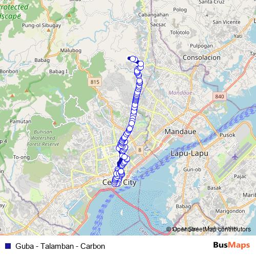 Guba - Talamban - Carbon bus Line Map