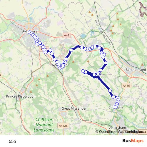 55b bus Line Map