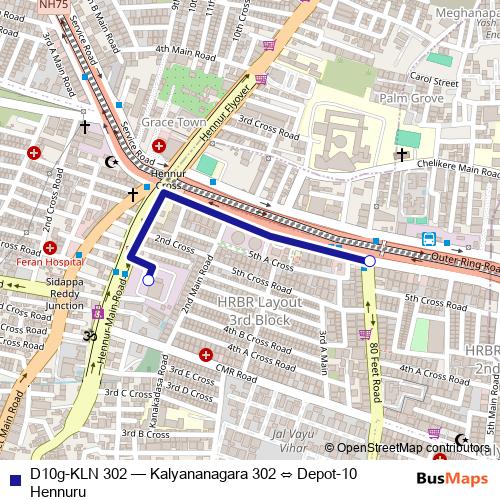 D10g-KLN 302 bus Line Map