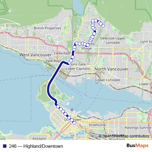 246 bus Line Map
