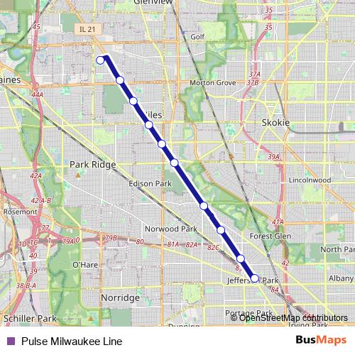 Pulse Milwaukee Line bus Line Map