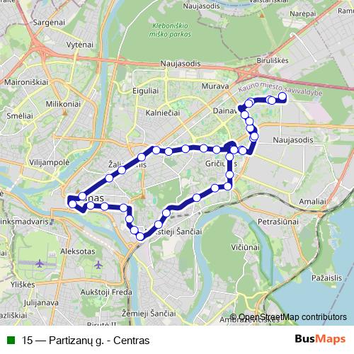 15 trolleybus Line Map