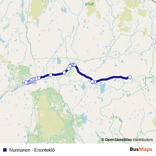 Nunnanen - Enontekiö bus Line Map