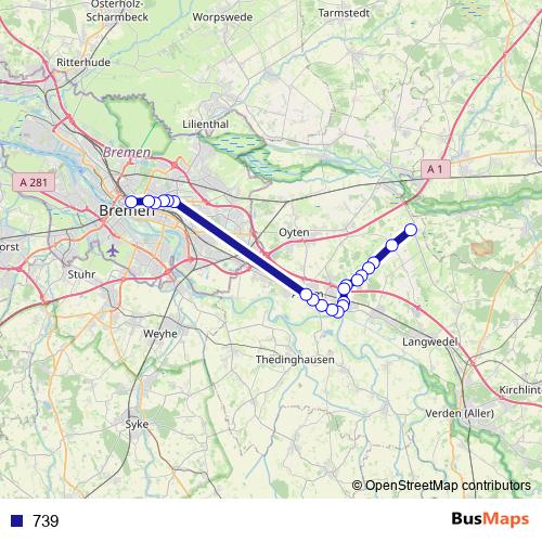 739 bus Line Map