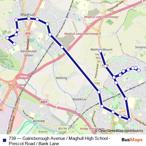 739 bus Line Map