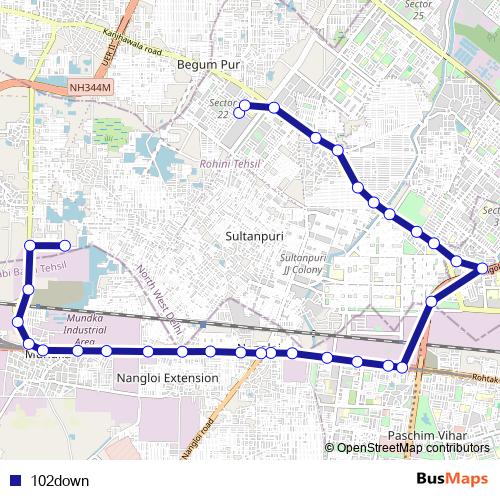 102down bus Line Map