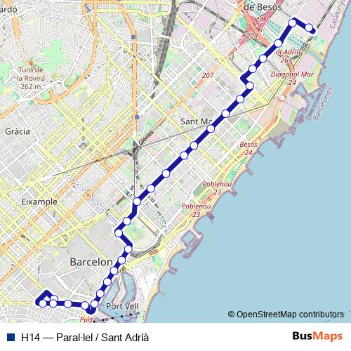H14 bus Line Map