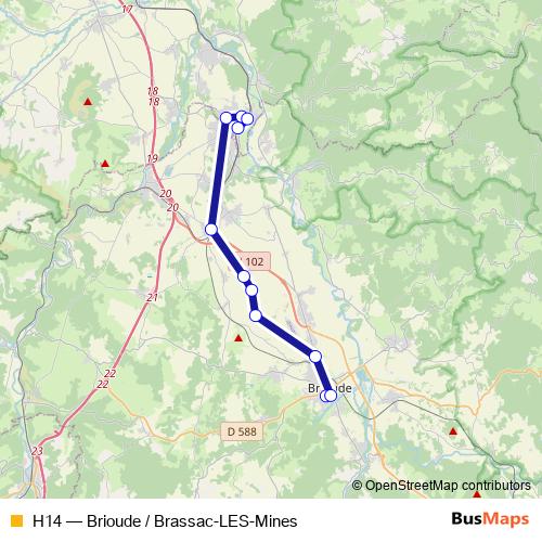 H14 bus Line Map