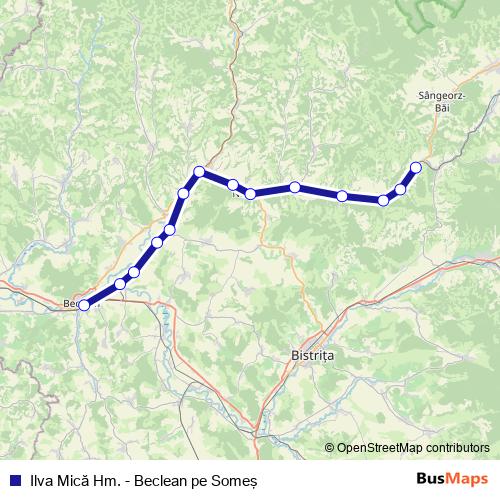 Ilva Mică Hm. - Beclean pe Someş rail Line Map