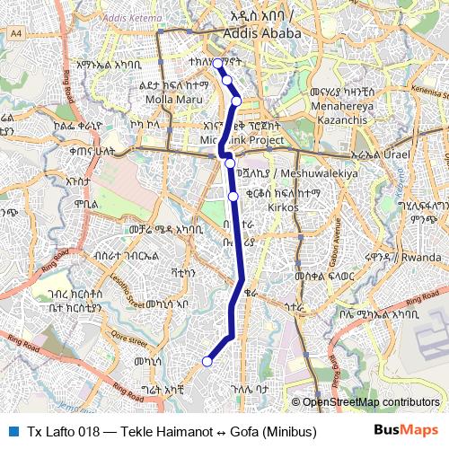 Tx Lafto 018 bus Line Map