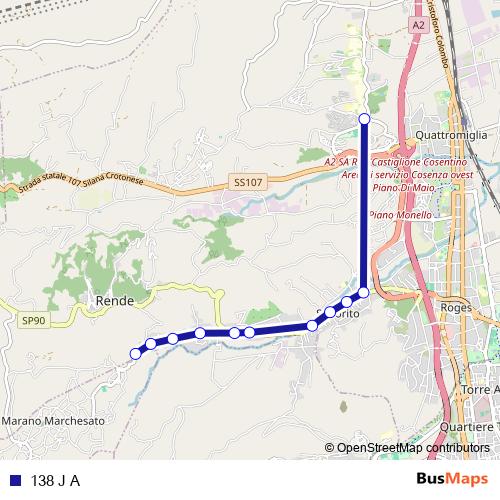 138 J A bus Line Map