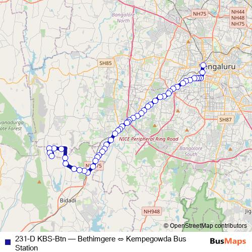 231-D KBS-Btn bus Line Map