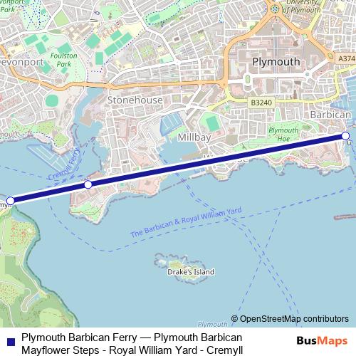 Plymouth Barbican Ferry ferry Line Map
