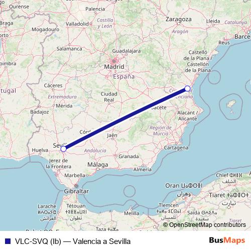 VLC-SVQ (Ib) air Line Map