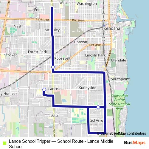 Lance School Tripper bus Line Map