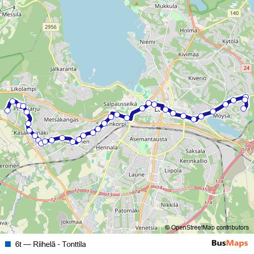 6t bus Line Map