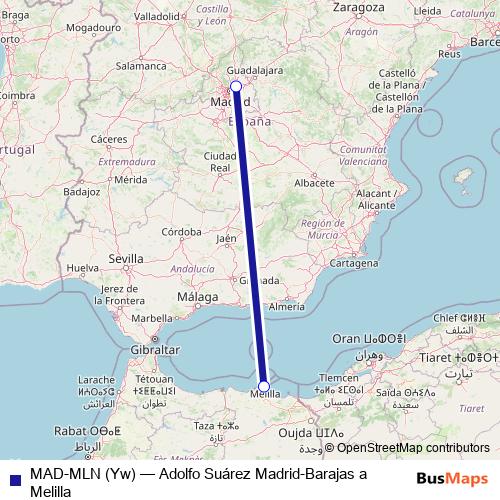 MAD-MLN (Yw) air Line Map