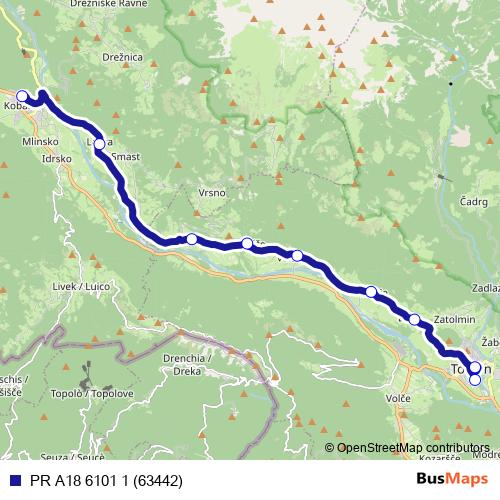 PR A18 6101 1 (63442) bus Line Map