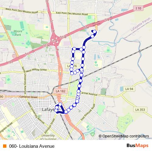 060- Louisiana Avenue bus Line Map