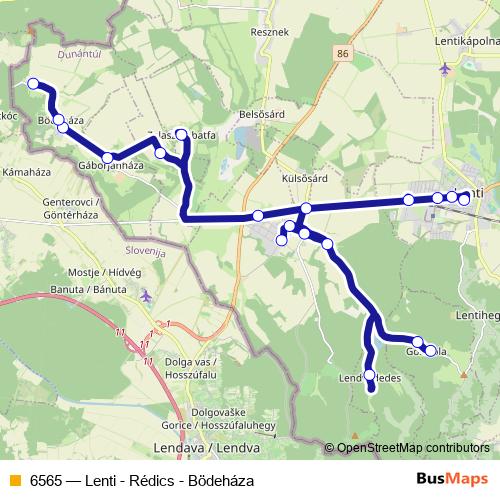 6565 bus Line Map