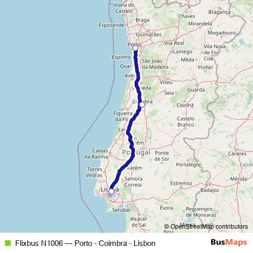 Flixbus N1006 bus Line Map