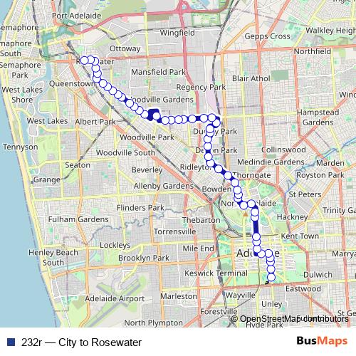 232r bus Line Map