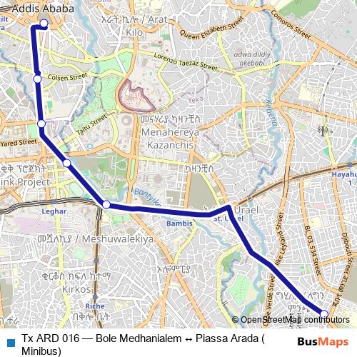 Tx ARD 016 bus Line Map
