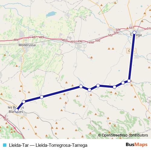 Lleida-Tar bus Line Map