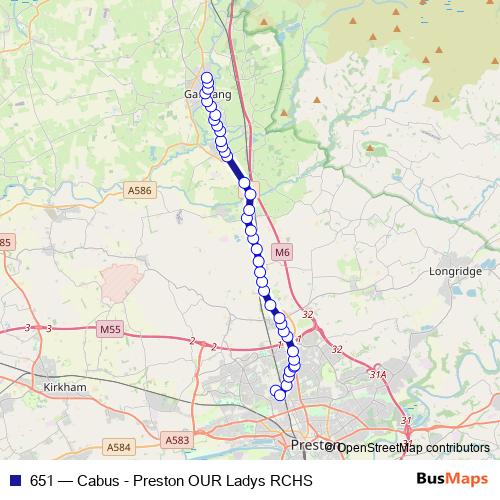 651 bus Line Map