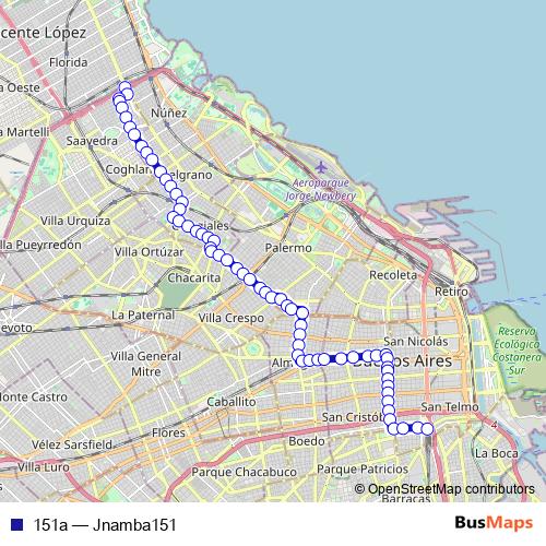 151a bus Line Map