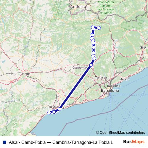 Alsa - Camb-Pobla bus Line Map