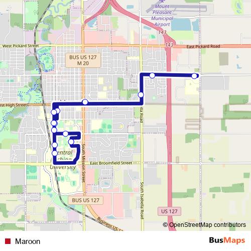 Maroon bus Line Map