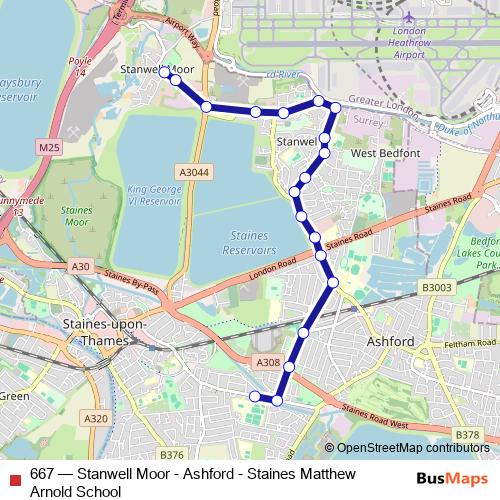 667 bus Line Map