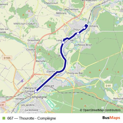 667 bus Line Map