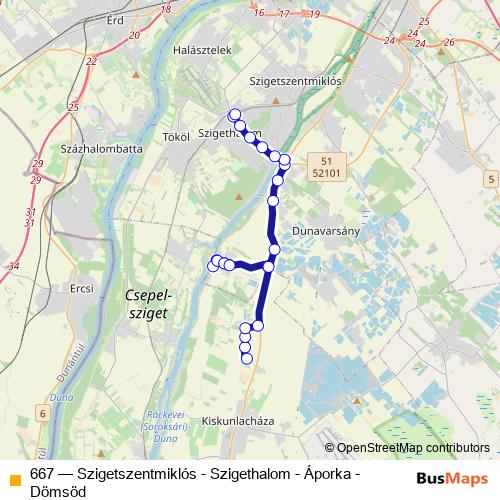 667 bus Line Map
