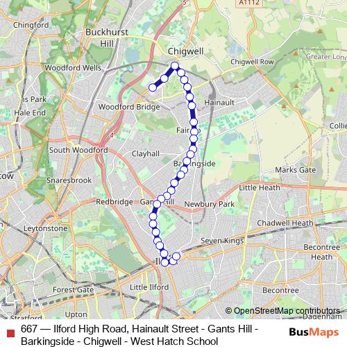 667 bus Line Map