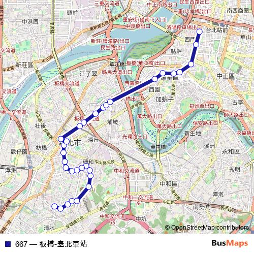 667 bus Line Map