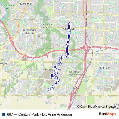 667 bus Line Map
