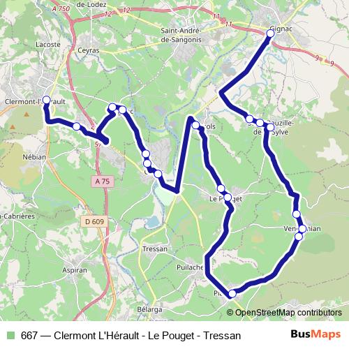 667 bus Line Map