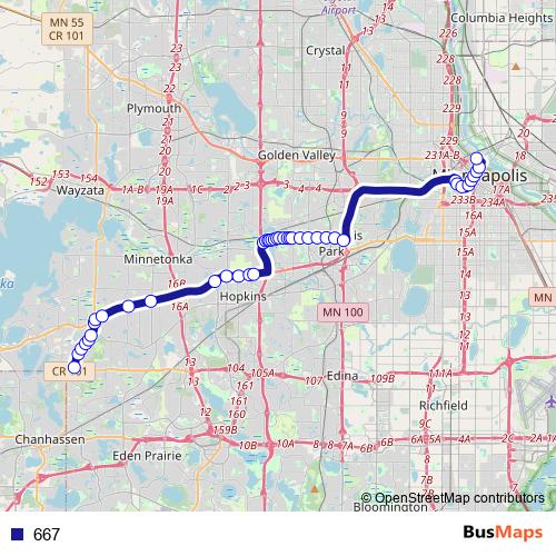667 bus Line Map