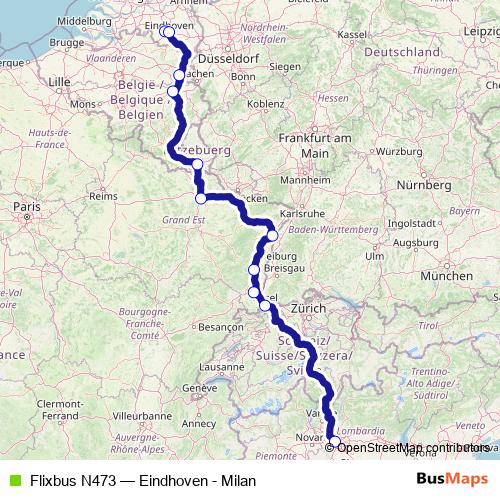 Flixbus N473 bus Line Map
