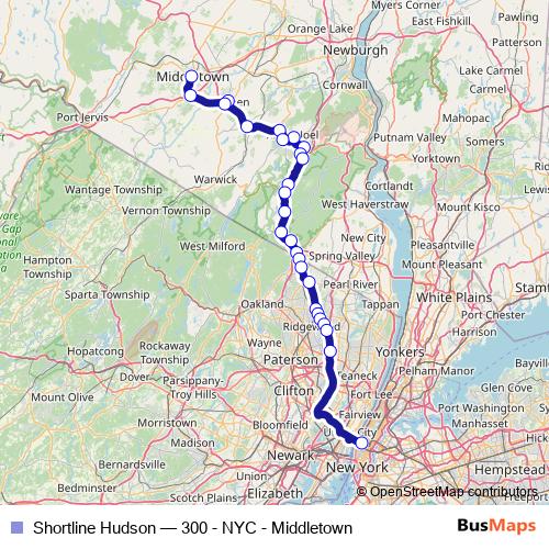 Shortline Hudson bus Line Map