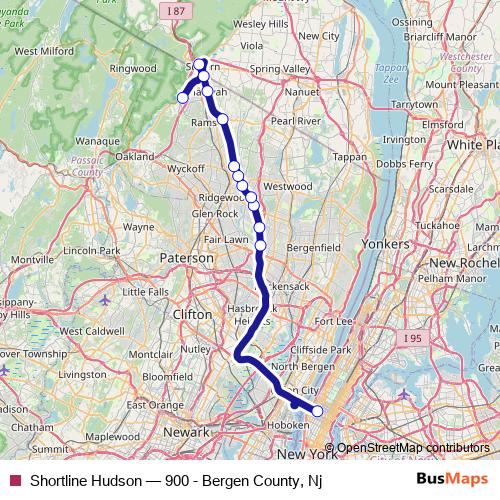 Shortline Hudson bus Line Map