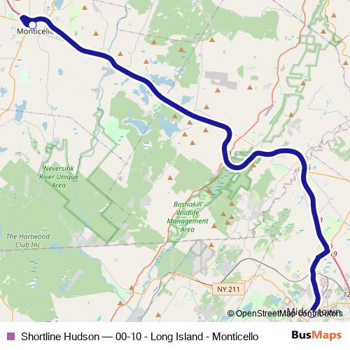 Shortline Hudson bus Line Map