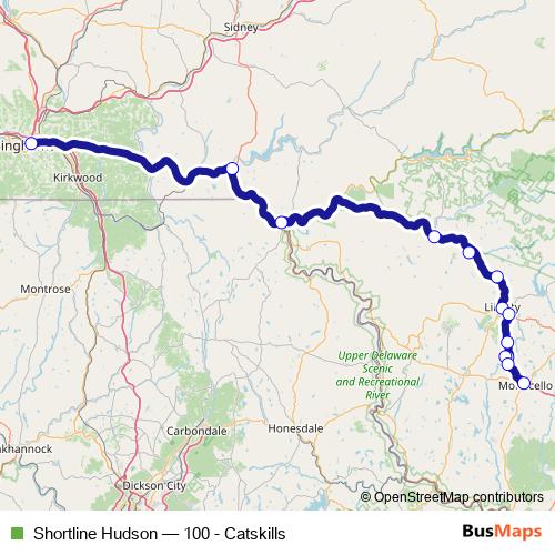 Shortline Hudson bus Line Map