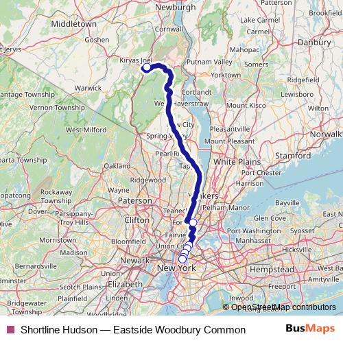 Shortline Hudson bus Line Map